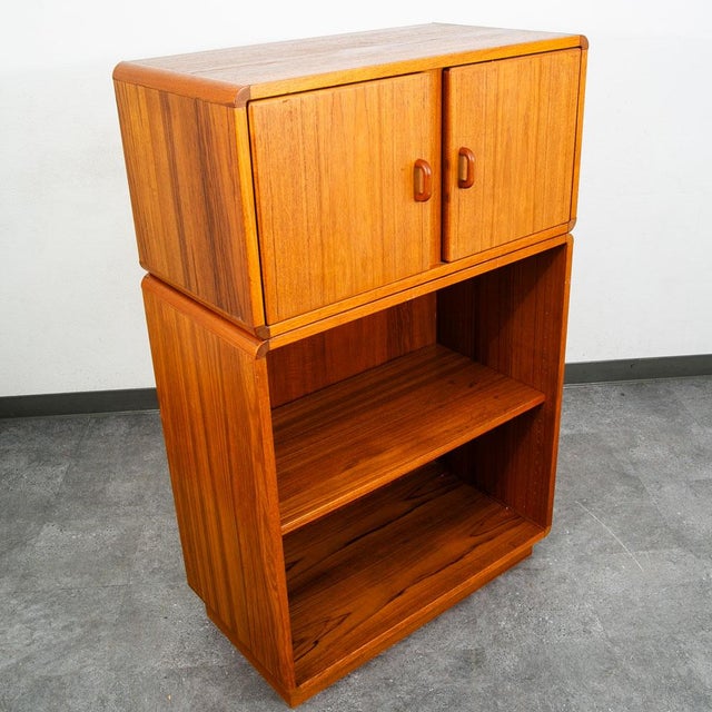 Mid-Century Modern Mid Century Danish Modern Bookshelf Cabinet Teak Shelves Doors MCM Shelf 2 Pc For Sale - Image 3 of 12