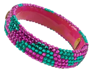 Richard Kerr Pink and Turquoise Crystal Jeweled Clamper Bracelet Bangle