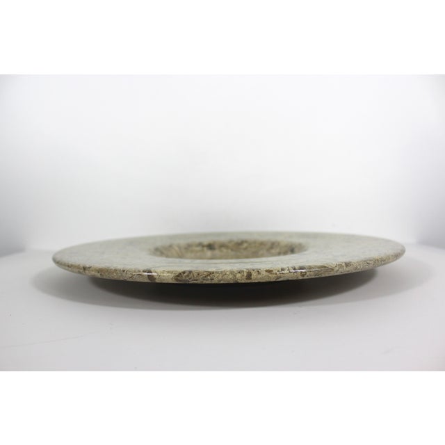 Very large, very heavy fossil stone centrepiece bowl or plate. This has lots of shell fossils in it.