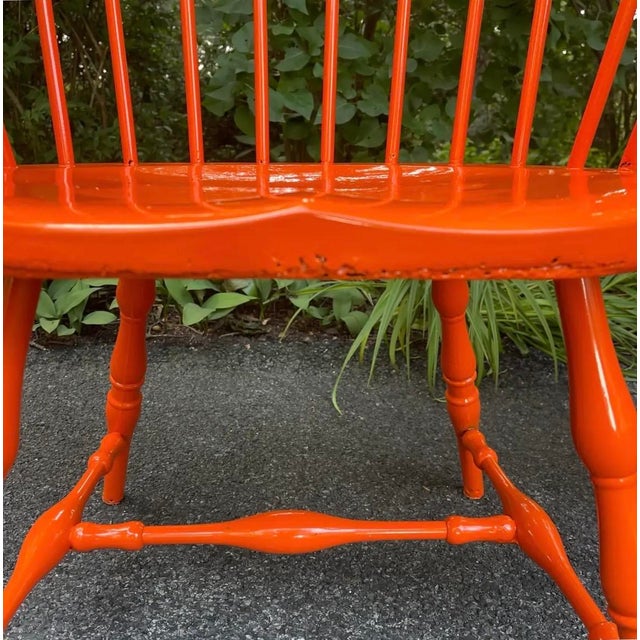 Orange 1980s Pair of Metal Windsor Bowback Arm Chairs For Sale - Image 8 of 11