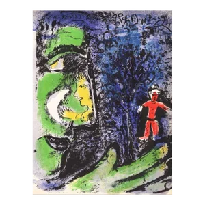 1960 Marc Chagall Original Lithograph Le Profile Et L’enfant Rouge