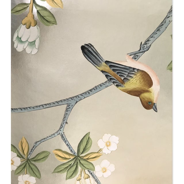 36"*96"/Panel, Hand-Painted Chinoiserie Birds and Flowers Wallpaper, Gilded Wallpaper For Sale - Image 6 of 7