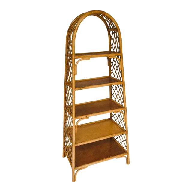 Midcentury Rattan Étagère For Sale