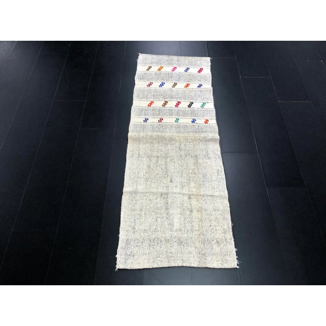 Boho Chic Vintage Ethnic Turkish Handwoven Kilim Runner Rug For Sale - Image 3 of 11