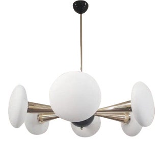 21st Century Sfinge Matte White Murano Glass and Brass Chandelier by Fabio LTD For Sale