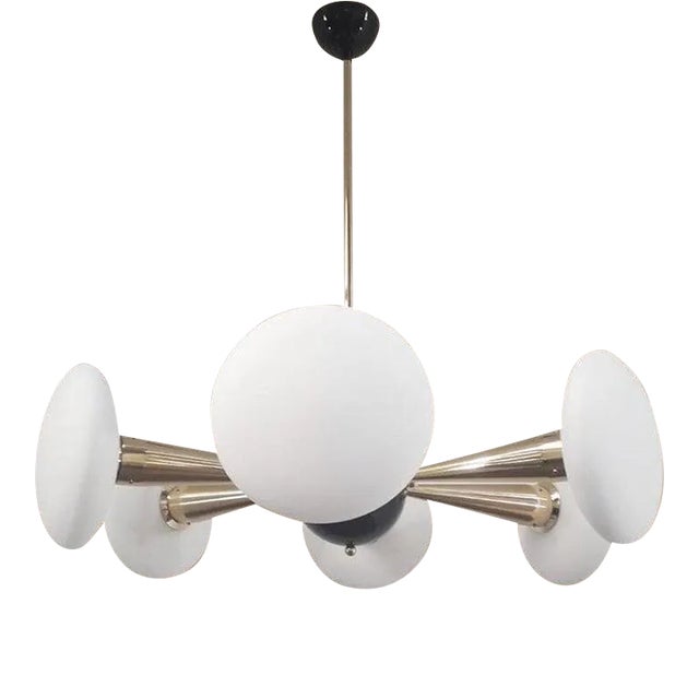 21st Century Sfinge Matte White Murano Glass and Brass Chandelier by Fabio LTD For Sale