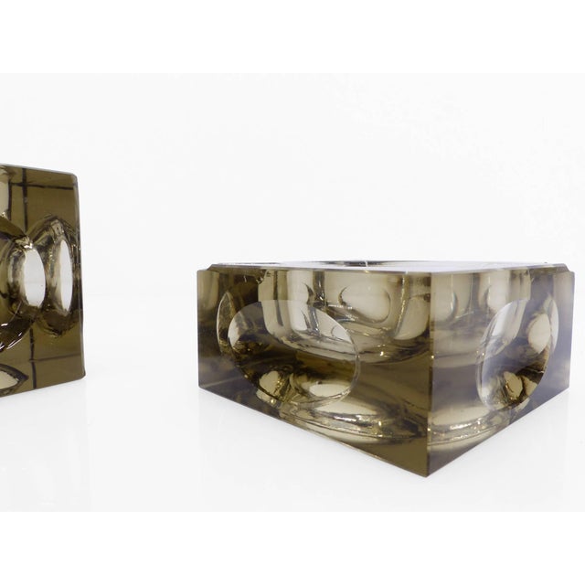 1970s Space Age Ashtray and Table Lighter Set in Smoked Murano Glass by Antonio Imperatore, 1970, Set of 2 For Sale - Image 5 of 9