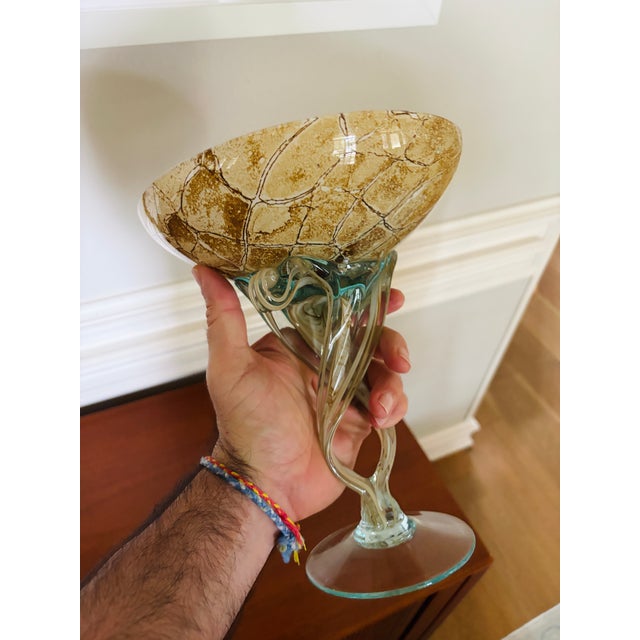 Glass 1980s Jozefina Krosno Polish Art Glass “Jellyfish” Pedestal Bowl, Attributed For Sale - Image 7 of 10