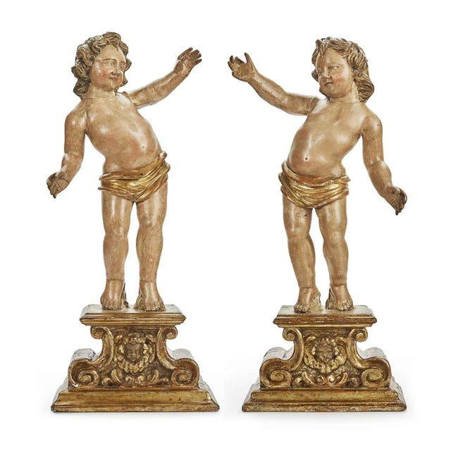 Cherub Figures on a Sculpted Base, 1700s, Pinus Cembra For Sale - Image 10 of 10