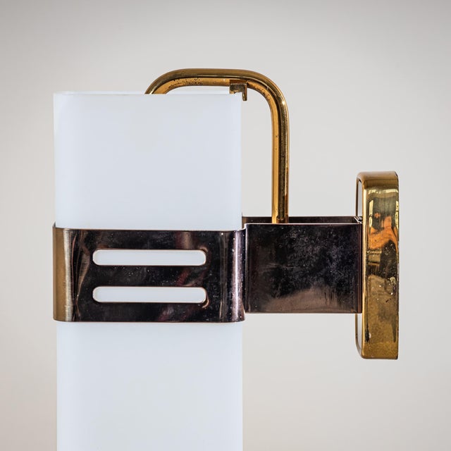Mid-Century Modern Single Wall Sconce in Opaline Glass and Brass by Stilnovo, Milan, Italy, 1950s For Sale - Image 3 of 8