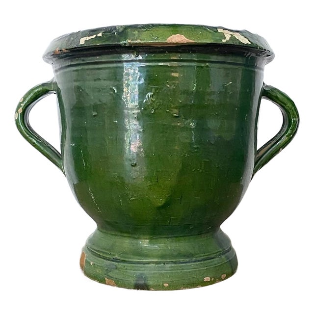 French Green Glazed Castelnaudary Pot For Sale