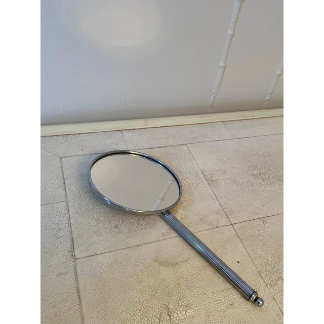 Silver Hand Mirror with Radial Groove Back For Sale - Image 12 of 13