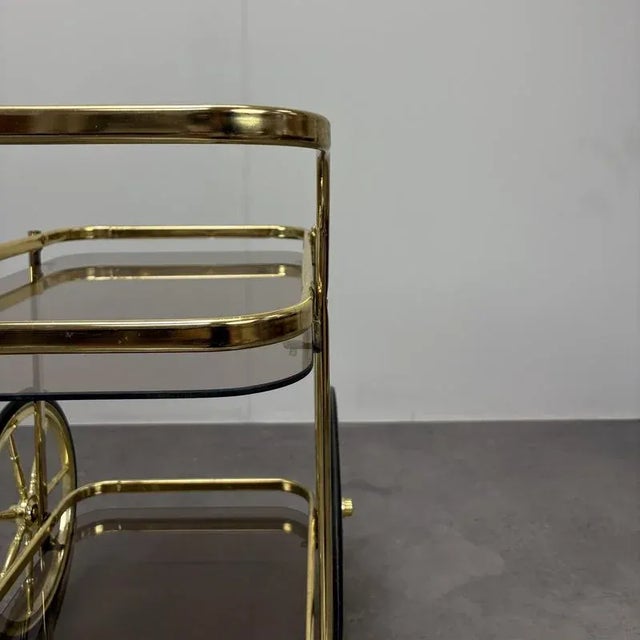 Brown Mid-Century Modern German Brass Serving Trolley, 1970s For Sale - Image 8 of 12