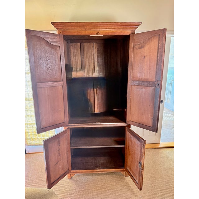 Brown Early American Oak Cabinet Armoire c.1850–1880 Primitive Cupboard For Sale - Image 8 of 8