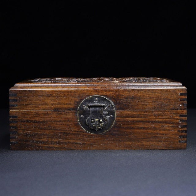 Vintage Rosewood Carved Dragon Treasure Box / Keepsake Box For Sale - Image 10 of 10