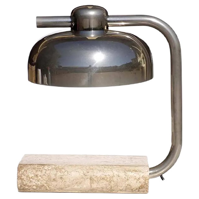 Vintage Italian Travertine Marble Table Lamp by Paolo Salvi, 1970s For Sale
