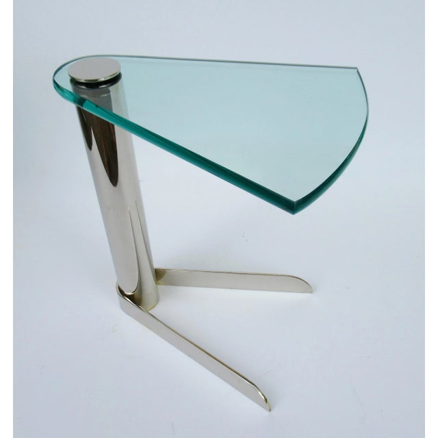 Vintage C.1980's Leon Rosen Design for Pace Collection "Wedge" Cigar, Accent or Drinks Table -Polished Brass & Glass For Sale - Image 10 of 12