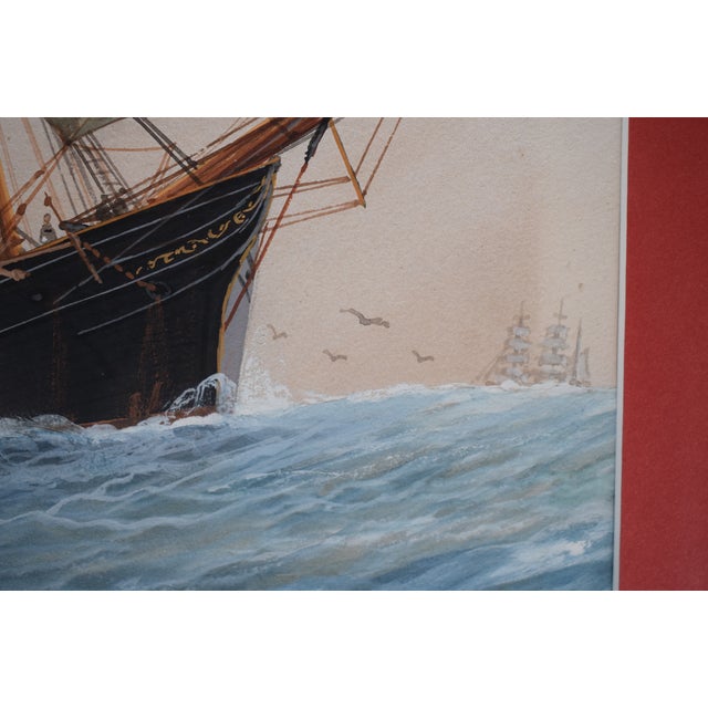 Late 20th Century Ss Savannah the First Ocean Steamer Watercolor W/ Gouache For Sale - Image 5 of 6