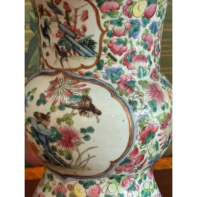 Near Pair of 19th Century Chinese Export Baluster Form Vases Fashioned Into Lamps For Sale - Image 9 of 12