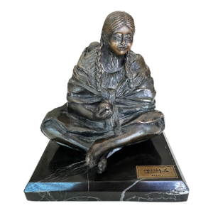 Glenda Hecksher's "Marta" Bronze Figure Indigenous Woman & Baby Statue