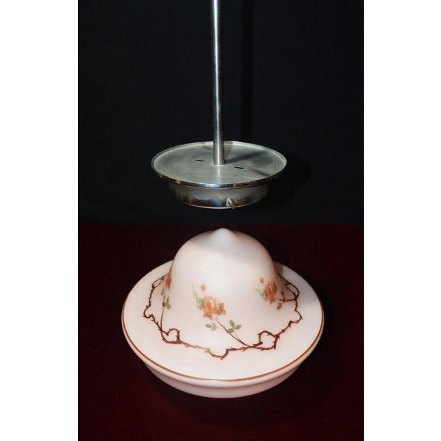 Art Deco Floral Glass Pendant Light with Chrome Fittings, 1930s For Sale - Image 13 of 14