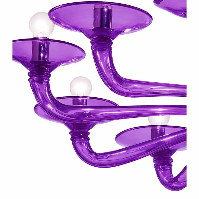 Italian Violet Murano Style Glass Chandelier by Simoeng For Sale - Image 4 of 8