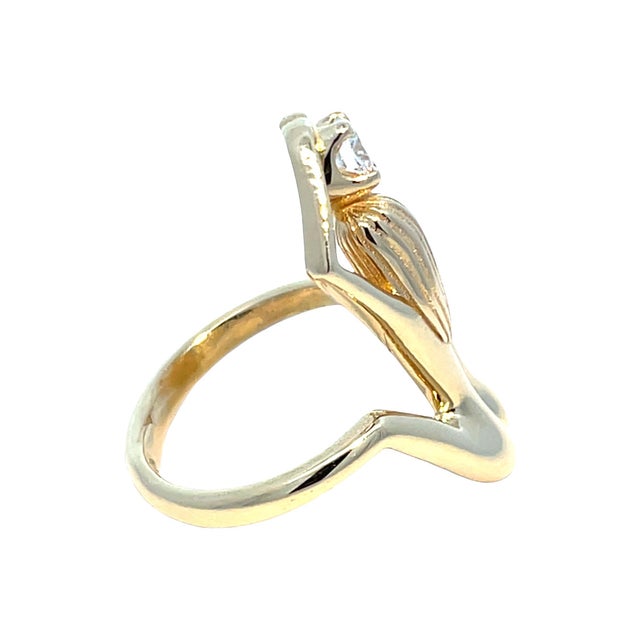 Early 21st Century 18k Yellow Gold Sculpted Female Figure Diamond Solitaire Ring, Size 6 For Sale - Image 5 of 11