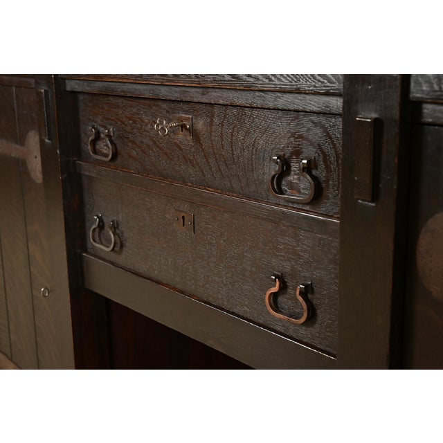 Imperial Furniture Grand Rapids Mission Oak Arts & Crafts Strap Hinge Eight-Leg Sideboard, Circa 1900 For Sale - Image 9 of 15