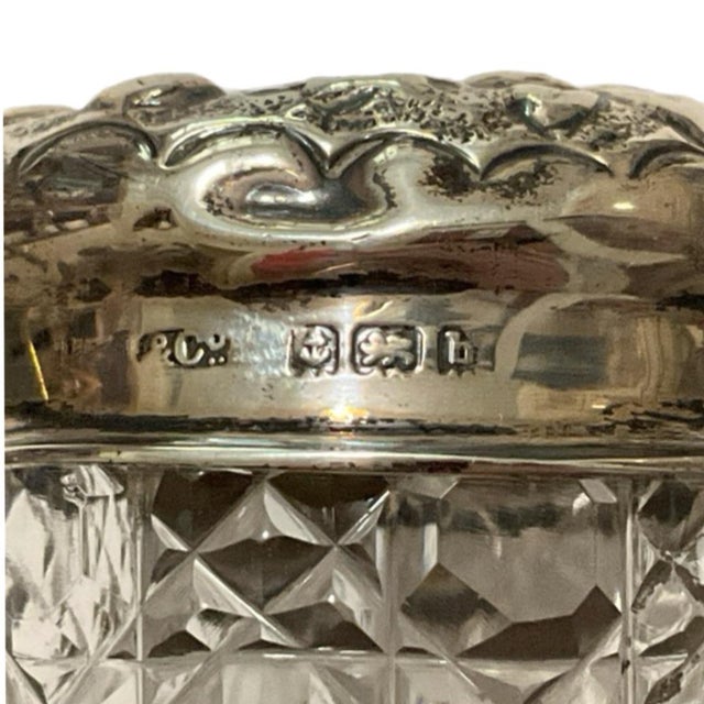 Early 20th Century Antique Hobnail Cut Glass Vanity Jar With Sterling Lid For Sale - Image 5 of 7