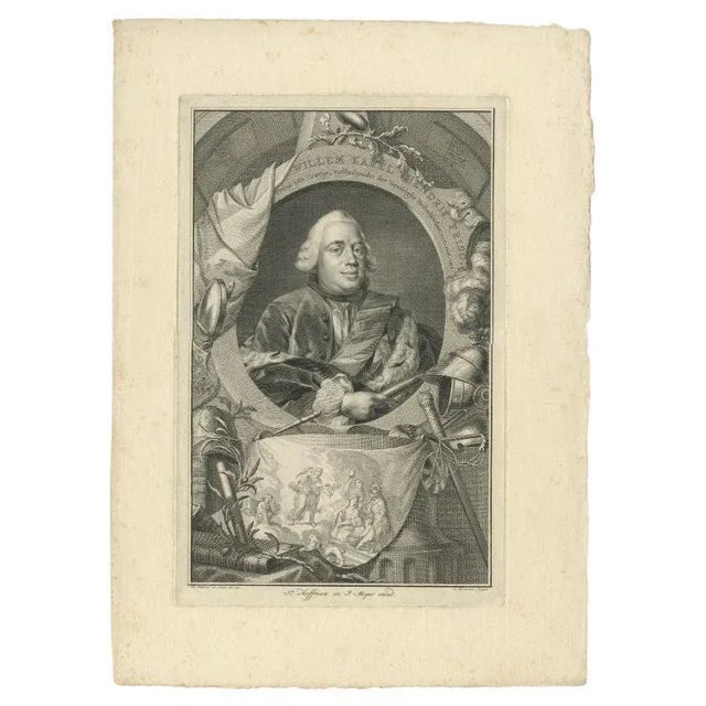 Antique portrait titled 'Willem Karel Hendrik Friso, Prins van Oranje, Erfstadhouder der Vereenigde Nederlanden enz. enz....