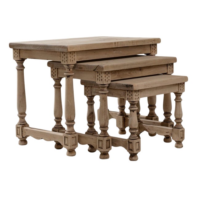 20th Century French Wooden Nesting Tables - Set of 3 For Sale