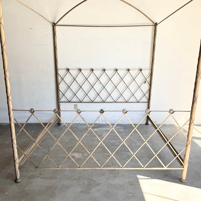 Hollywood Regency Vintage Hollywood Regency Iron Canopy Bed For Sale - Image 3 of 11