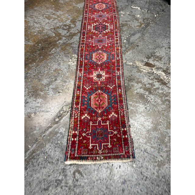 Persian 1ft 10in × 12ft Karajeh Heriz Persian Rug, Circa 1930 For Sale - Image 3 of 12