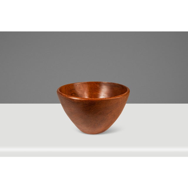 Set of Four ( 4 ) Mid-Century Organic Modern Wood-Turned Salad / Serving Bowls in Solid Burmese Teak, C. 1970's For Sale In Orlando - Image 6 of 17