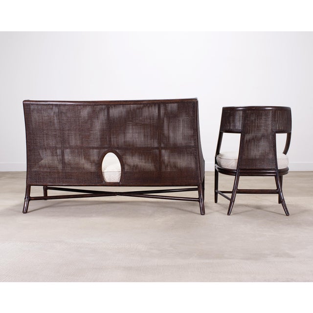Barbara Barry for McGuire Rattan Cane Settee and Armchair For Sale - Image 18 of 18