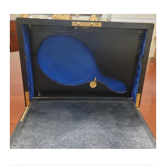 Ebony 1839 Fitzmaurice West Victorian Ebony & Brass Inlays Necessaire De Voyage For Sale - Image 8 of 13
