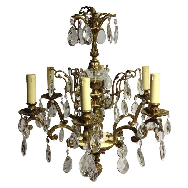 Vintage Brass and Crystal Chandelier Chairish