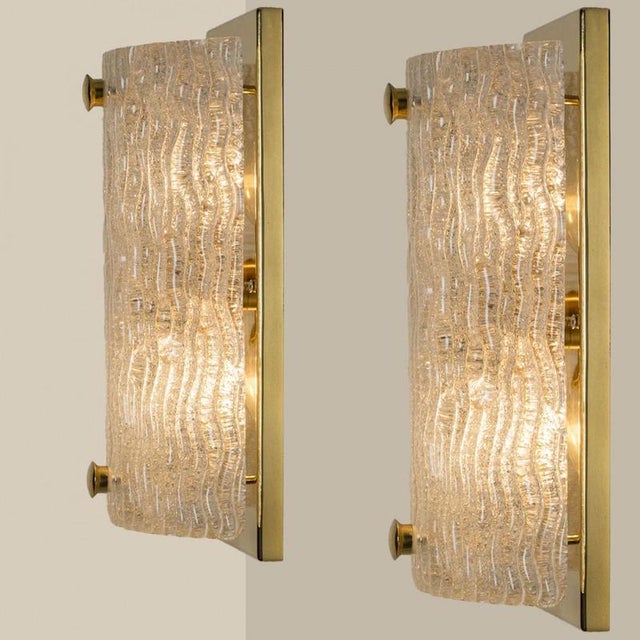 Waved Glass and Gilt Wall Lights from Kalmar Leuchten, 1970s For Sale - Image 14 of 15