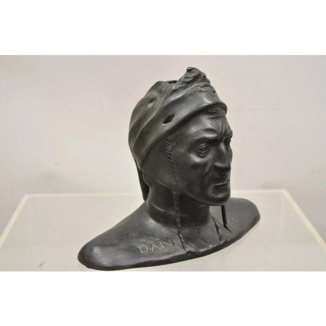 Antique Cast Bronze 9" Dante Dantes Alighieri Bust Sculpture Statue For Sale - Image 11 of 11