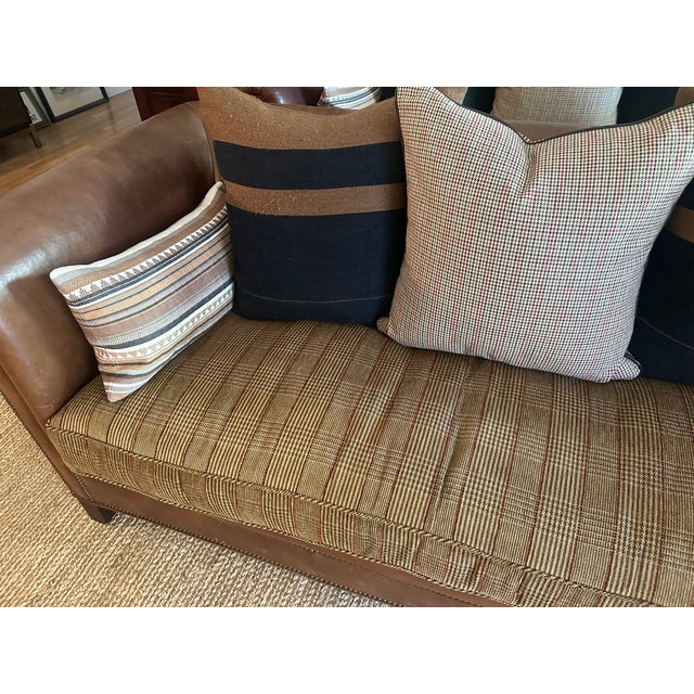 Wood VIntage Pair of Ralph Lauren Home Brompton Leather Sofas-Cognac Leather, Nailhead Trim & Custom Upholstery For Sale - Image 7 of 17