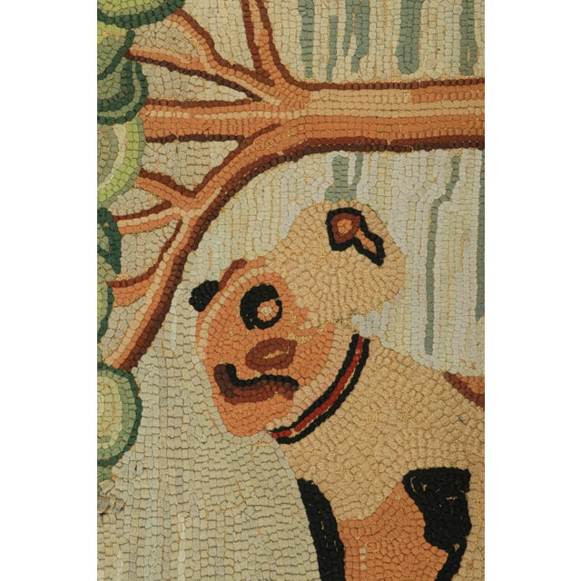 Traditional Antique Hooked Rug in Beige-Brown With Animal Pictorial Patterns | Rug & Kilim For Sale - Image 3 of 8