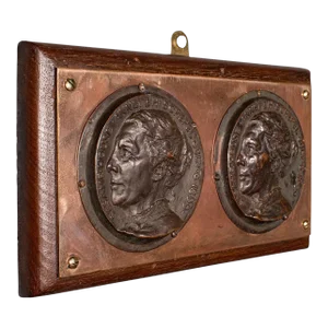 1900's Antique Mounted Bronze Portrait Plaque