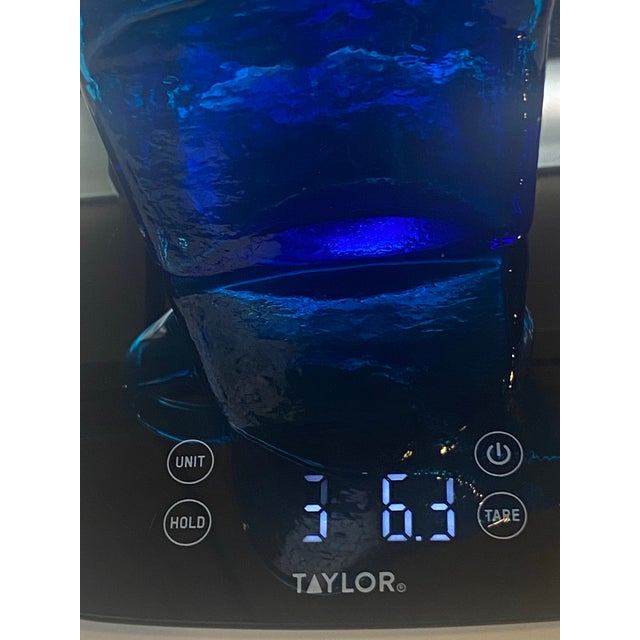 Vintage Morgantown Glass #9844 Swirl Blue Brutalist Art Glass Pitcher - 11” For Sale - Image 12 of 12