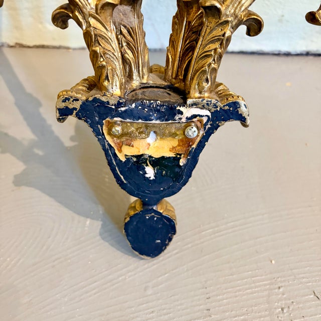 Early 20th Century Rococo Revival Four-Arm Gilt Metal Candle Wall Sconce For Sale In Los Angeles - Image 6 of 11