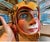 Vintage Ixcateopan Cuauhtemoc Folk Art Dance Mask, Hand Carved Mexican, 24x24" For Sale - Image 10 of 11