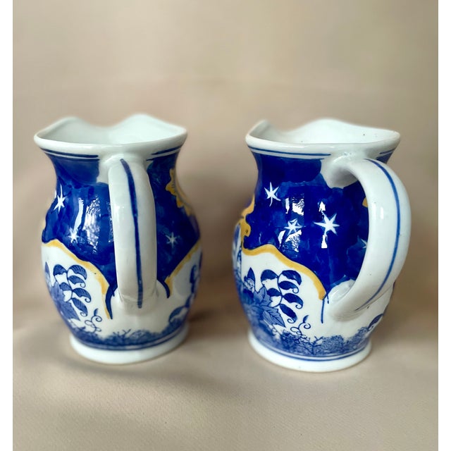 Handpainted Ceramic Jugs with Angel and Cityscape Reverie, 1990s, Set of 2 For Sale - Image 4 of 9