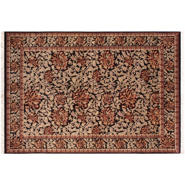 Black 1990's Honey Suckle Pak-Persian Black/Tan Wool Rug - 6'2'' X 9'1'' For Sale - Image 8 of 9