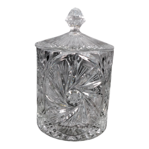 1950s Cut Crystal Biscuit Jar With Whirling Star