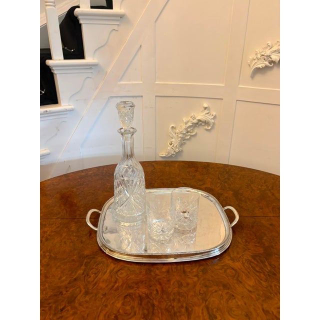 Antique Victorian Silver Plated Drinks Serving Tray with Handles, 1880 For Sale - Image 4 of 11
