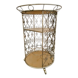 Mid-Century Modern Round Bar Cart in Wrought Iron by Chaty Vallauris, 1970s For Sale